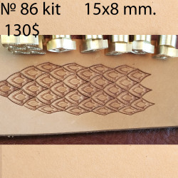 Tools for leather craft. Kit  86. Scale`s set. Size of pattern