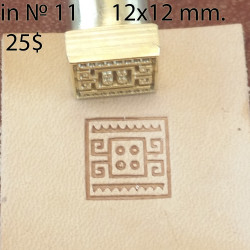 Tool for leather craft. Stamp IN11. Indian series. Size 12x12 mm