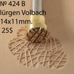 Tool for leather craft. Stamp 424B Iürgen Volbach. Size 14x11 mm