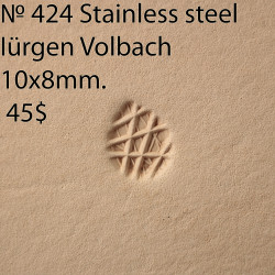 Tool for leather craft. Stamp 424 Iürgen Volbach. Stainless steel. Size 8x19 mm