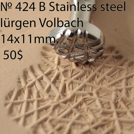 Tool for leather craft. Stamp 424B Iürgen Volbach. Stainless steel. Size 14x11 mm