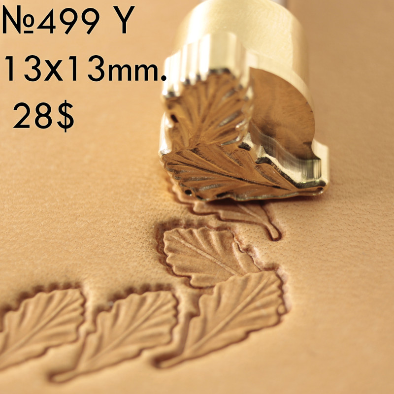 Tool for leather craft. Stamp 499Y - Oak leaf - angular stamp for 499. Size 13x13 mm