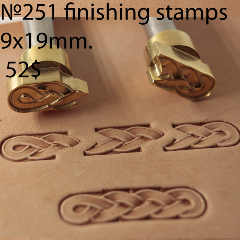 Tool for leather craft. Stamp 251 finishing stamps. Size 9x19 mm