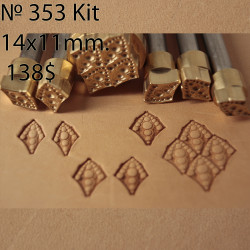 Tool for leather craft. Stamp 353 kit. Size 14x11 mm
