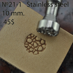Tool for leather craft. Stamp 21-1. Stainless steel. Size 10 mm