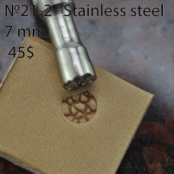 Tool for leather craft. Stamp 21-2. Stainless steel. Size 7 mm