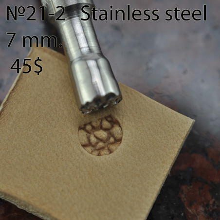 Tool for leather craft. Stamp 21-2. Stainless steel. Size 7 mm