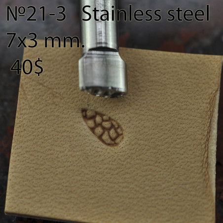 Tool for leather craft. Stamp 21-3. Stainless steel. Size 7x3 mm