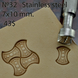 Tool for leather craft. Stamp 36. Stainless steel. Size 7x10 mm