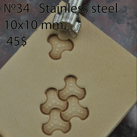 Tool for leather craft. Stamp 34. Stainless steel. Size 10x10 mm