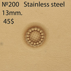 Tool for leather craft. Stamp 200. Stainless steel. Size 13 mm