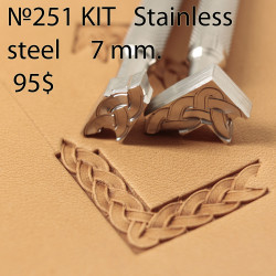 Tool for leather craft. Stamp 251 kit. Stainless steel. Size 7mm
