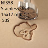 Tool for leather craft. Stamp 358. Stainless steel. Size 15x17 mm