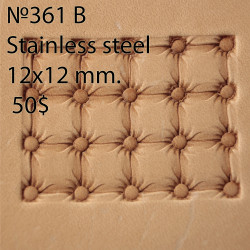 Tool for leather craft. Stamp 361B. Stainless steel. Size 12x12 mm