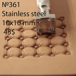 Tool for leather craft. Stamp 361. Stainless steel. Size 10x10 mm