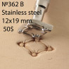 Tool for leather craft. Stamp 362B. Stainless steel. Size 12x19 mm