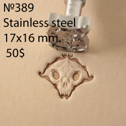 Tool for leather craft. Stamp 389. Stainless steel. Size 17x16 mm