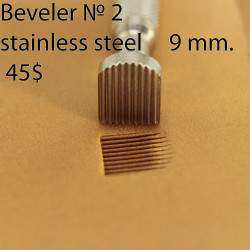 Tool for leather craft. Beveler Stamp 2.  Stainless steel. Size 9 mm