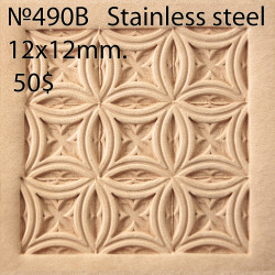 Tool for leather craft. Stamp 490B. Stainless steel. Size 12x12 mm