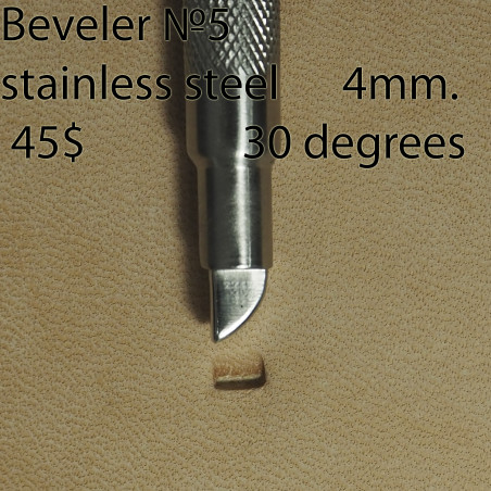 Tool for leather craft. Beveler 5. Stainless steel. 4 mm. 30 degrees