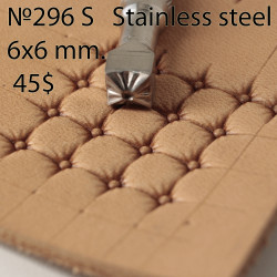 Tool for leather craft. Stamp 296S. Stainless steel. Size 6x6 mm