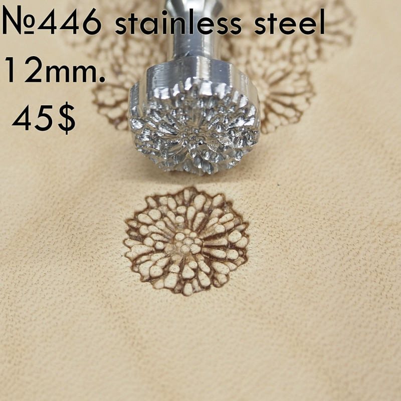 Tool for leather craft. Stamp 446. Stainless steel. Size 12 mm
