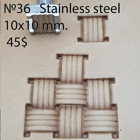 Tool for leather craft. Stamp 36. Stainless steel. Size 10x10 mm