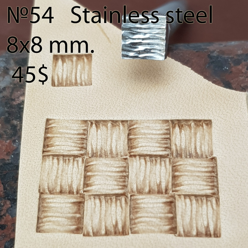 Tool for leather craft. Stamp 54. Stainless steel. Size 8x8 mm