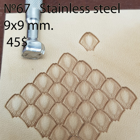 Tool for leather craft. Stamp 67. Stainless steel. Size 9x9 mm