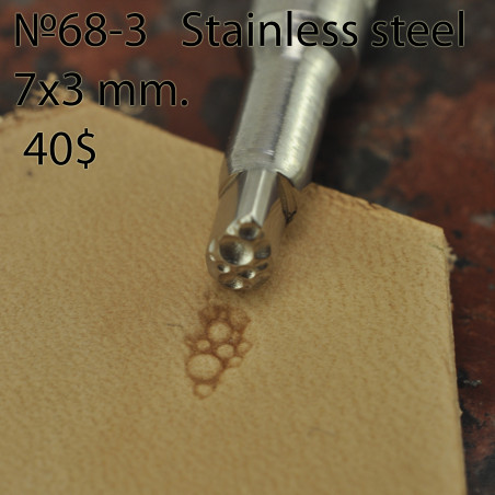Tool for leather craft. Stamp 68-3. Stainless steel. Size 3x7 mm