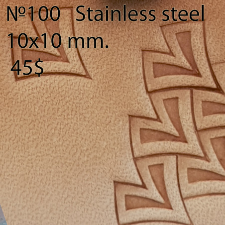 Tool for leather craft. Stamp 100. Stainless steel. Size 14x14 mm