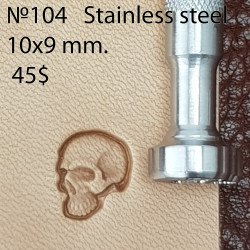 Tool for leather craft. Stamp 104. Stainless steel. Size 9x10 mm