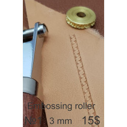 Tool for leather crafts. Embossing roller 1. Size 3 mm. Diameter for handle 5 mm