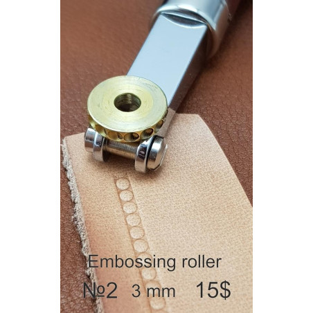 Tool for leather crafts. Embossing roller 2. Size 3 mm. Diameter for handle 5 mm