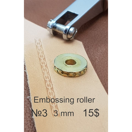 Tool for leather crafts. Embossing roller 3. Size 3 mm. Diameter for handle 5 mm