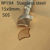 Tool for leather craft. Stamp 194.  Stainless steel. Size 9x15 mm