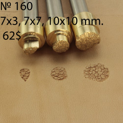 Tools for leather craft. Kit 160 - 3 background stamps. Sizes: 10x10, 7x7, 3x7 mm