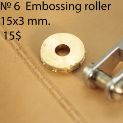 Tool for leather crafts. Embossing roller 6. Size 3 mm. Diameter for handle 5 mm
