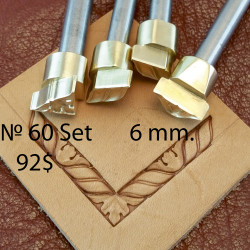 Tools for leather craft. Kit 60 - 4 frame stamps. Size: 6 mm width